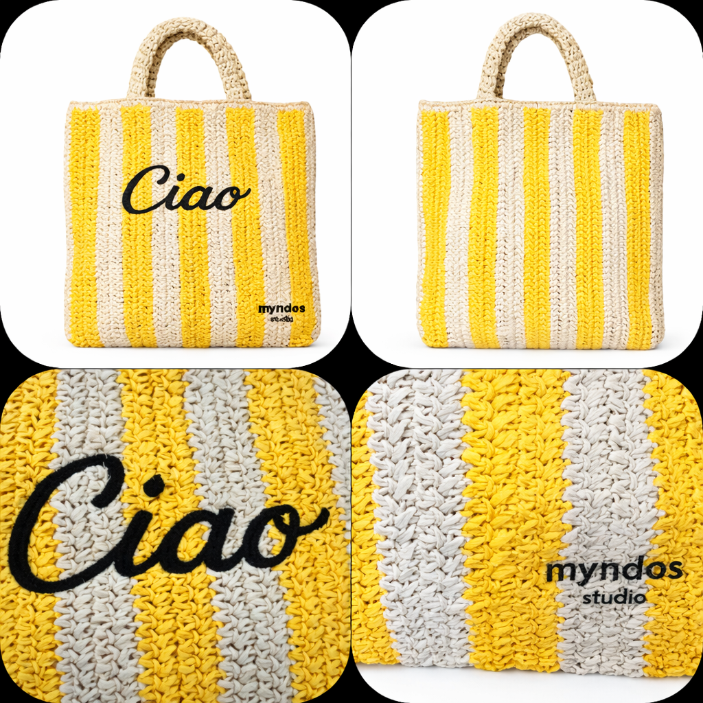 Capri Striped Woven Tote Bag