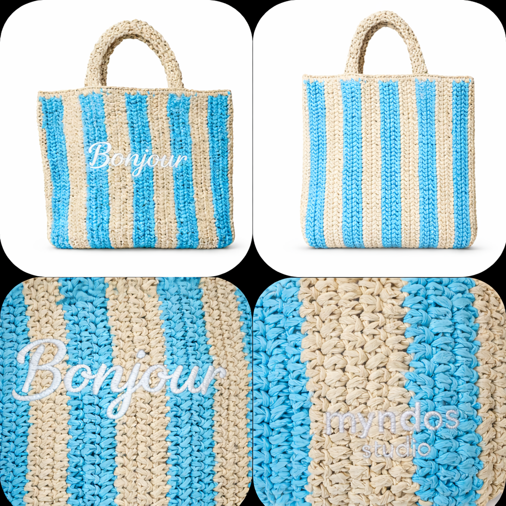 Capri Striped Woven Tote Bag