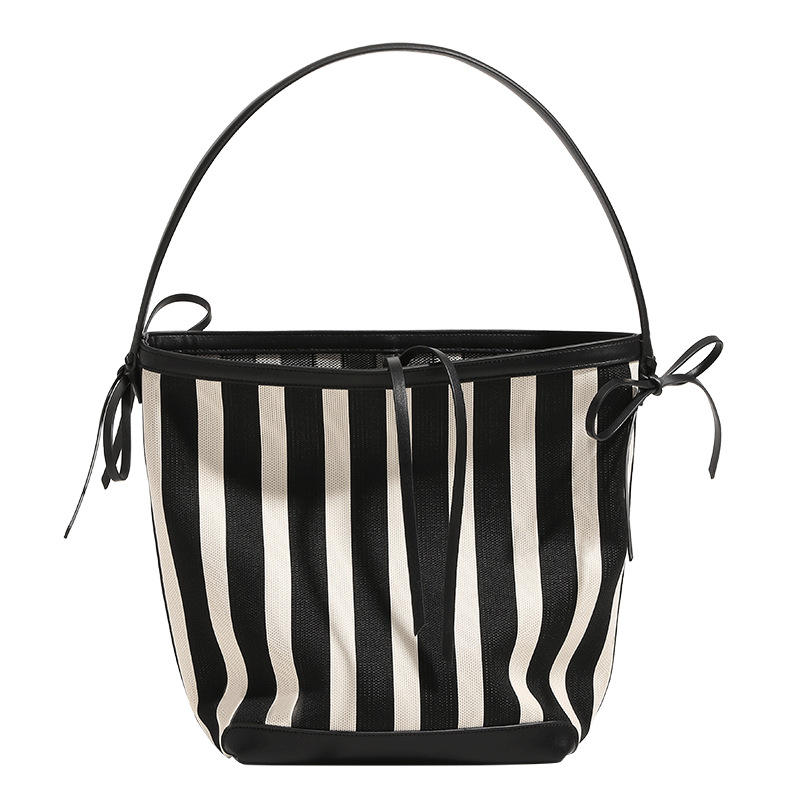 Myndos Studio Striped Canvas Shoulder Tote Bag