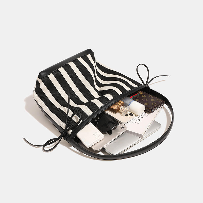 Myndos Studio Striped Canvas Shoulder Tote Bag